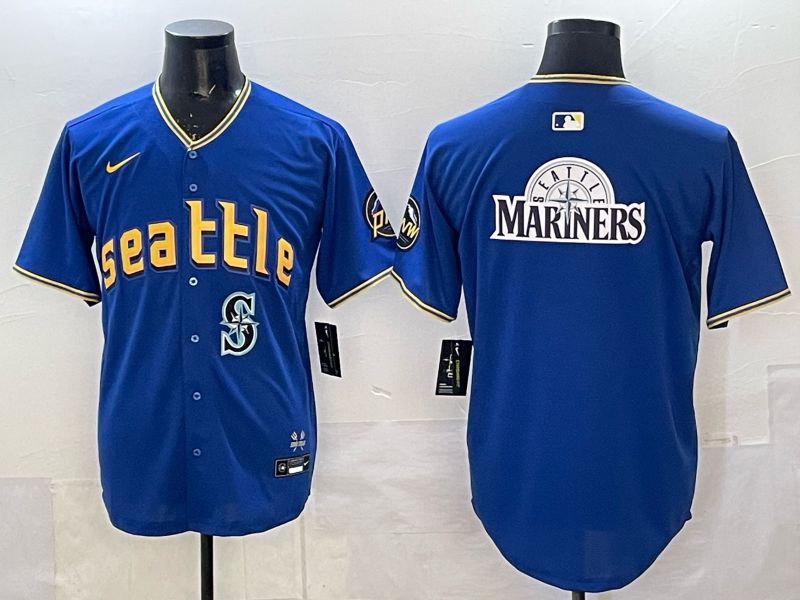Men 2025 Seattle Mariners Blank Blue City Edition Nike MLB Jersey 32->seattle mariners->MLB Jersey